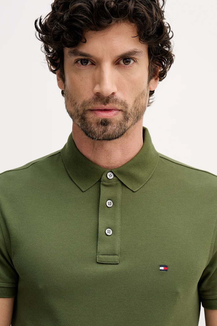 Tommy Hilfiger πόλο βαμβάκι με ελαστάν πράσινο MW0MW17771.