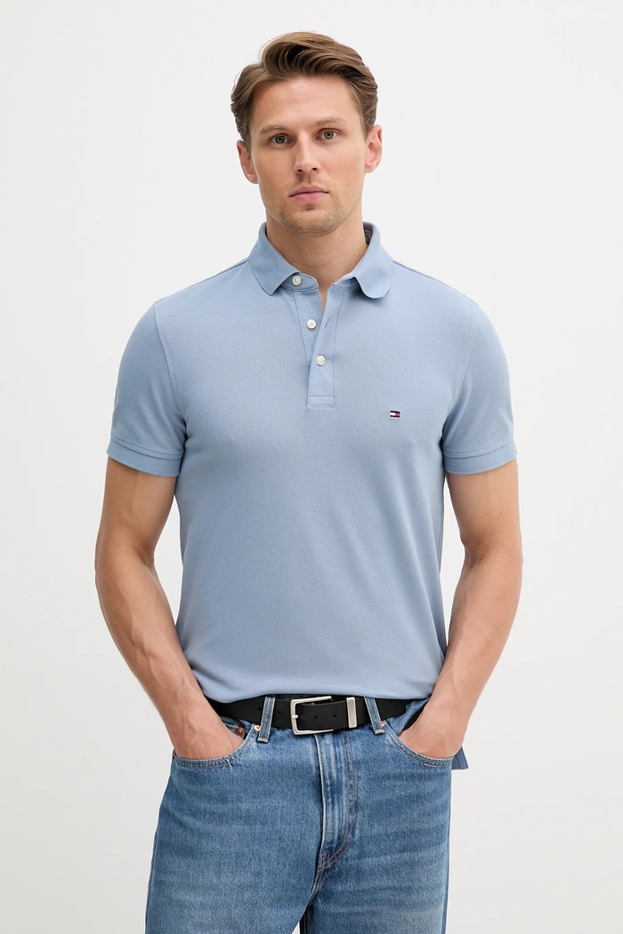 Tommy Hilfiger polo bawełniane z elastanem z elastanem niebieski MW0MW17771.