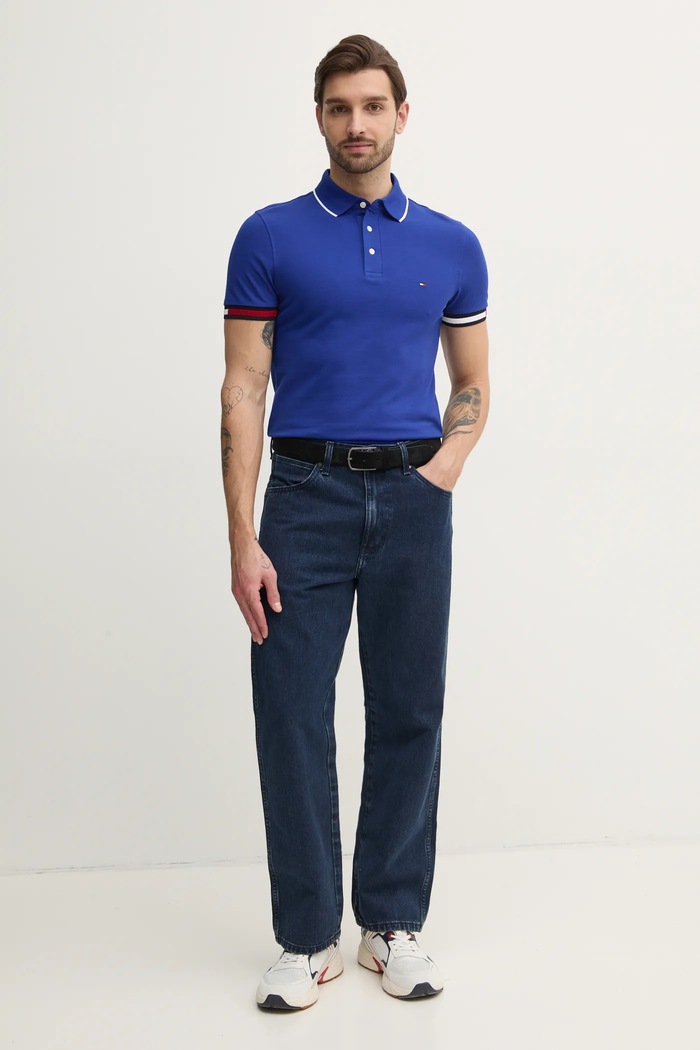 Polo tričko Tommy Hilfiger MW0MW38458 modrá SS25