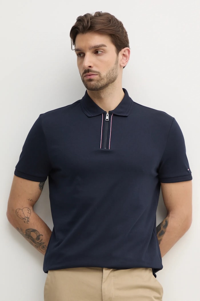 Bavlněné polo tričko Tommy Hilfiger námořnická modř MW0MW38487