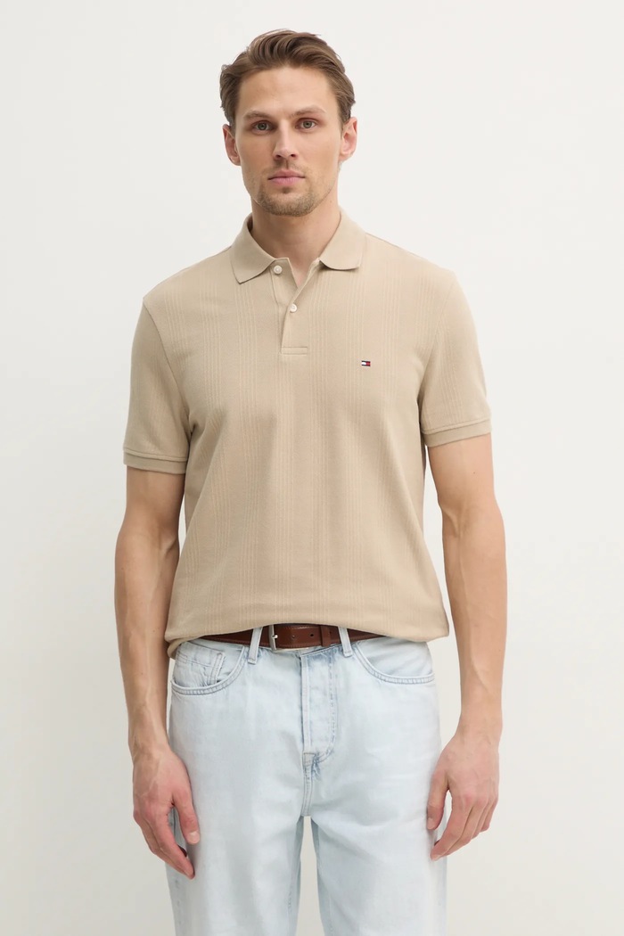 Πόλο Tommy Hilfiger με ελαστάν μπεζ MW0MW38951
