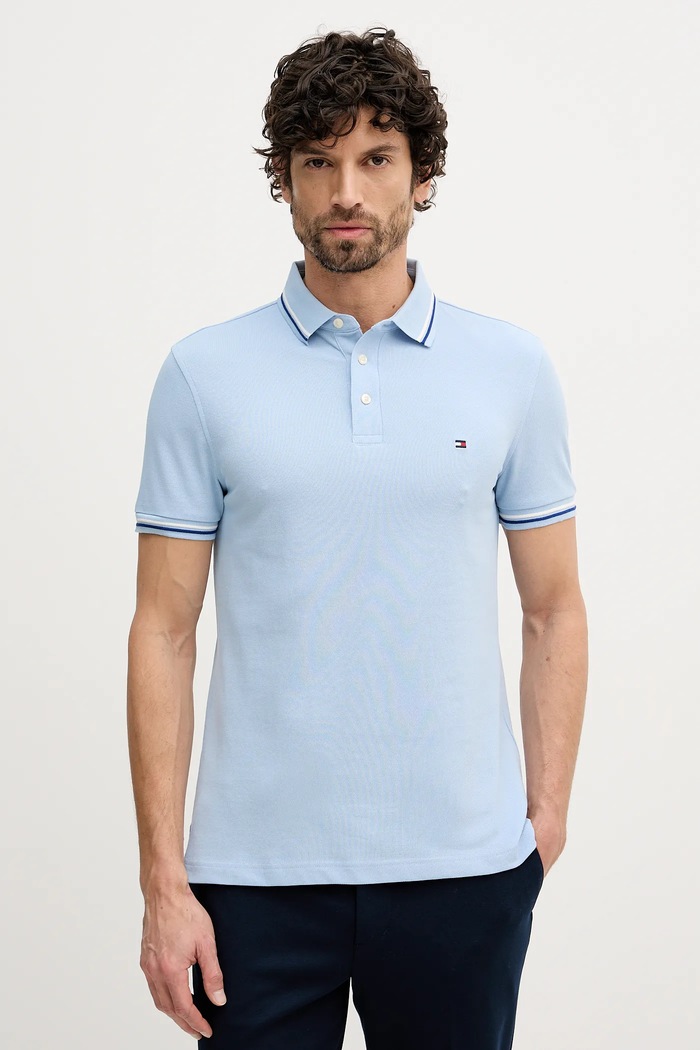 Tommy Hilfiger tričko pánské bavlněné modrá MW0MW39993