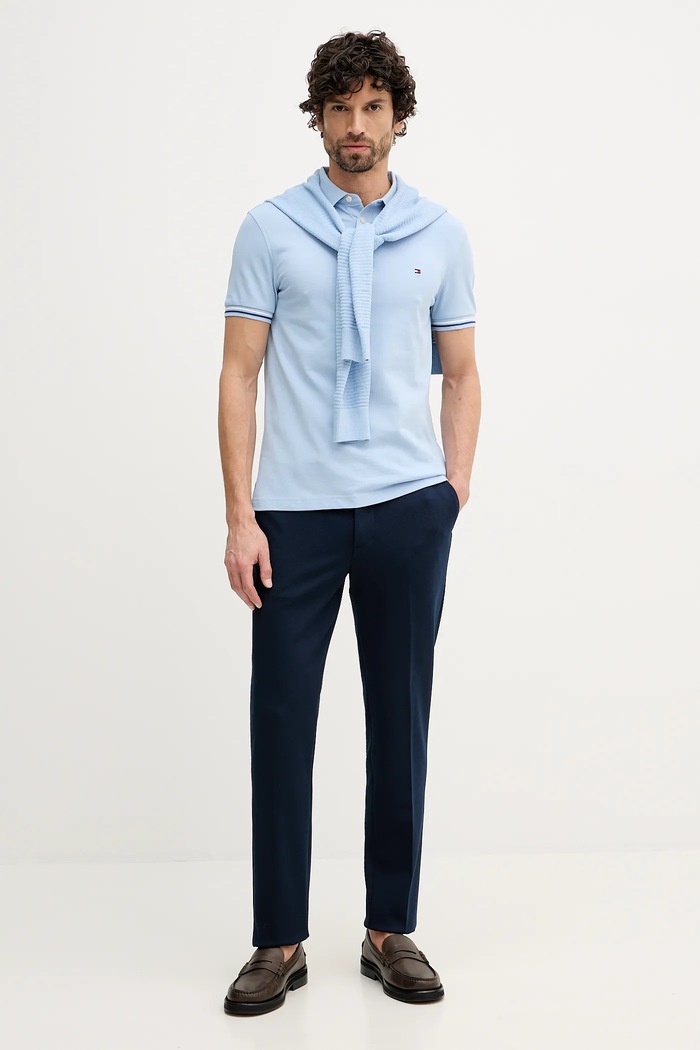 Tommy Hilfiger tričko pánské bavlněné MW0MW39993 modrá SS26