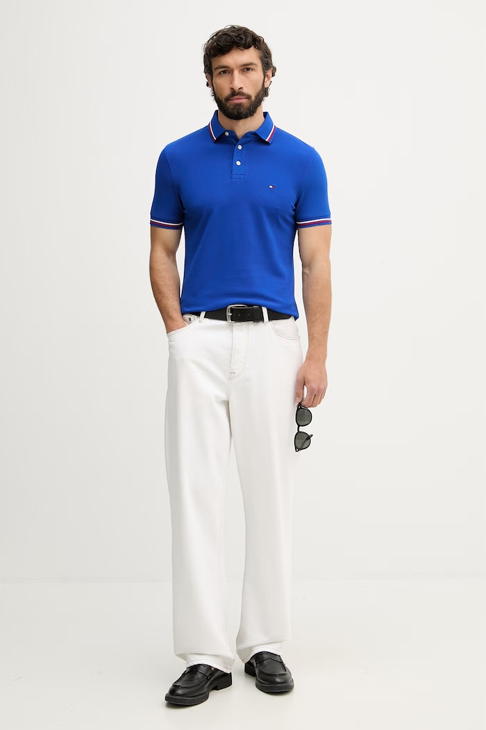 Tommy Hilfiger tricou bărbați de bumbac MW0MW39993 albastru SS26