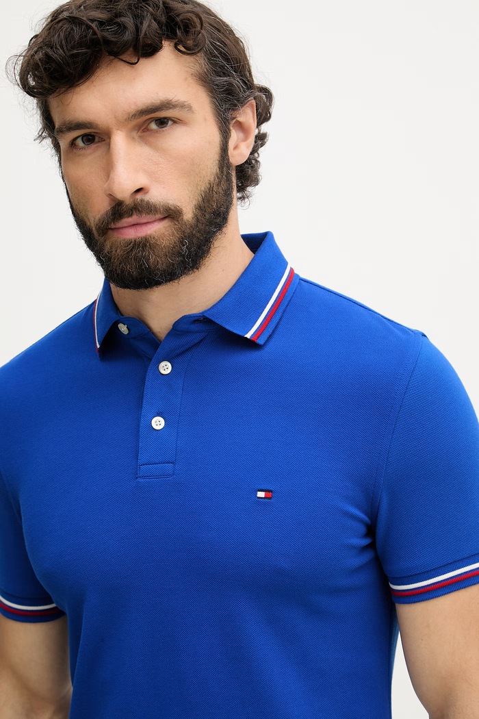 Tommy Hilfiger tricou bărbați de bumbac albastru MW0MW39993