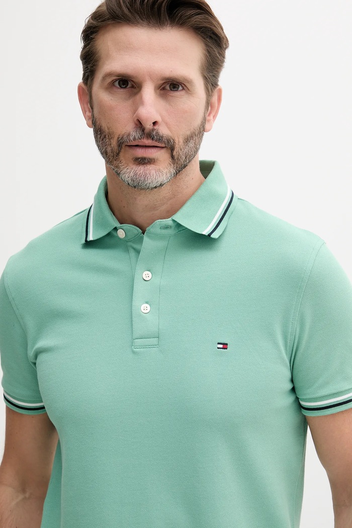 Ρούχα Tommy Hilfiger t-shirt ανδρικό βαμβακερό MW0MW39993 πράσινο