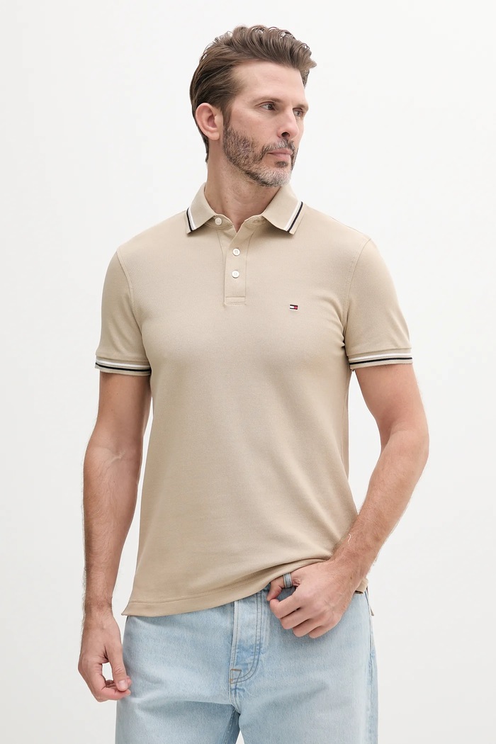 Tommy Hilfiger мъжка памучна тениска стандартна бежов MW0MW39993