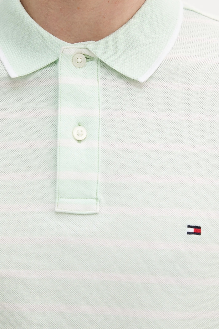 Tommy Hilfiger polo tričko pánske s prímesou ľanu zelená MW0MW33140