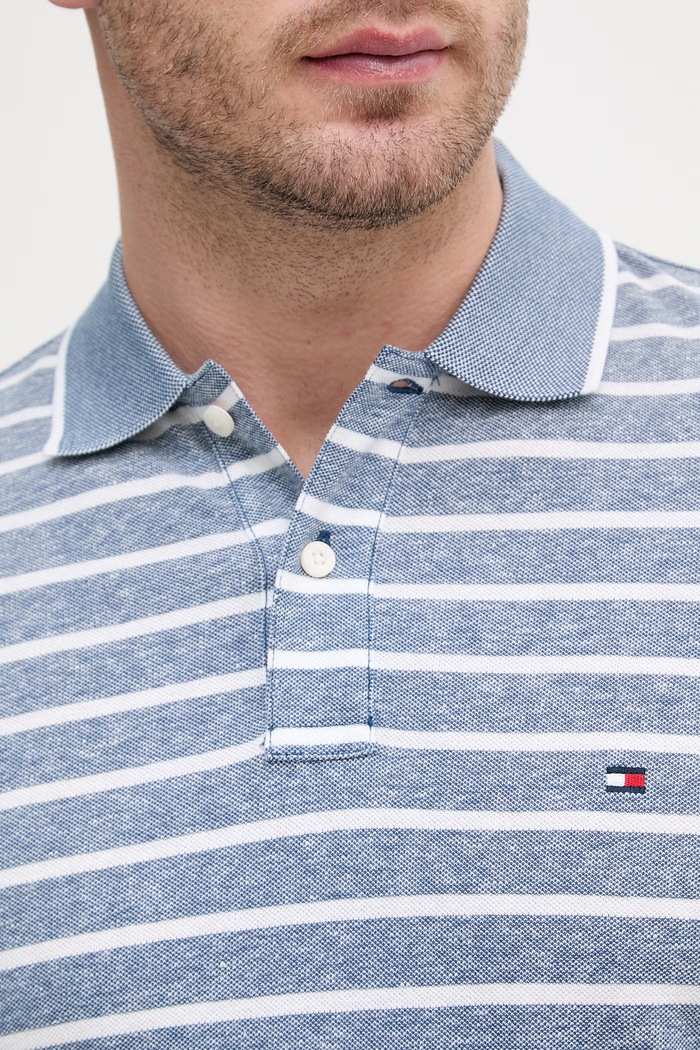 Tommy Hilfiger polo tričko pánske s prímesou ľanu MW0MW33140 modrá