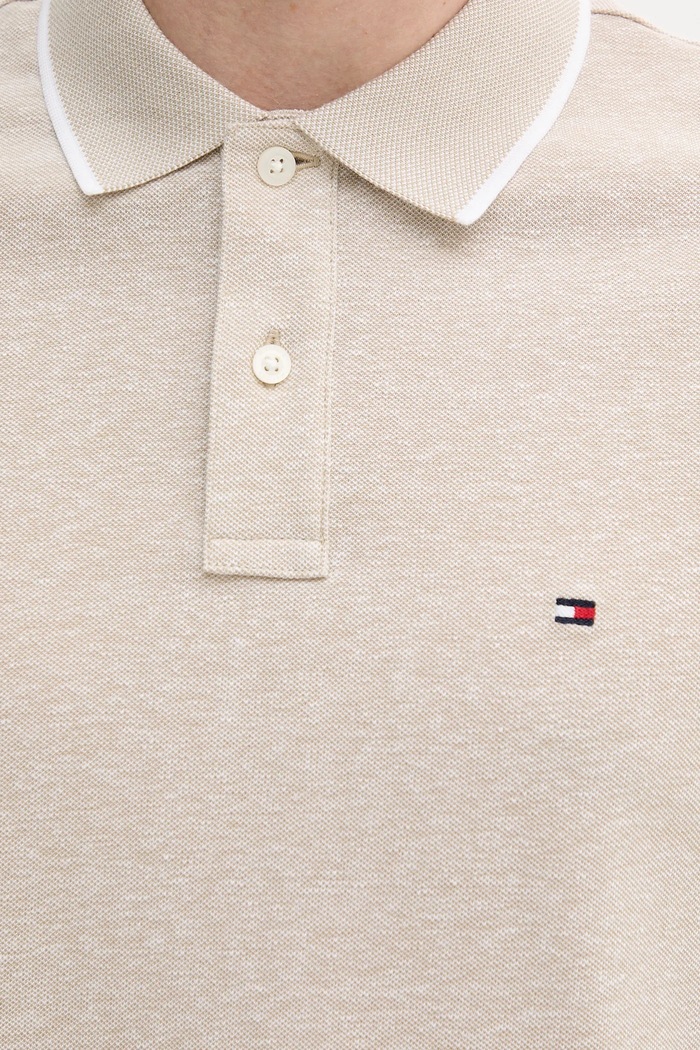 Tommy Hilfiger polo tričko pánske s prímesou ľanu béžová MW0MW33140