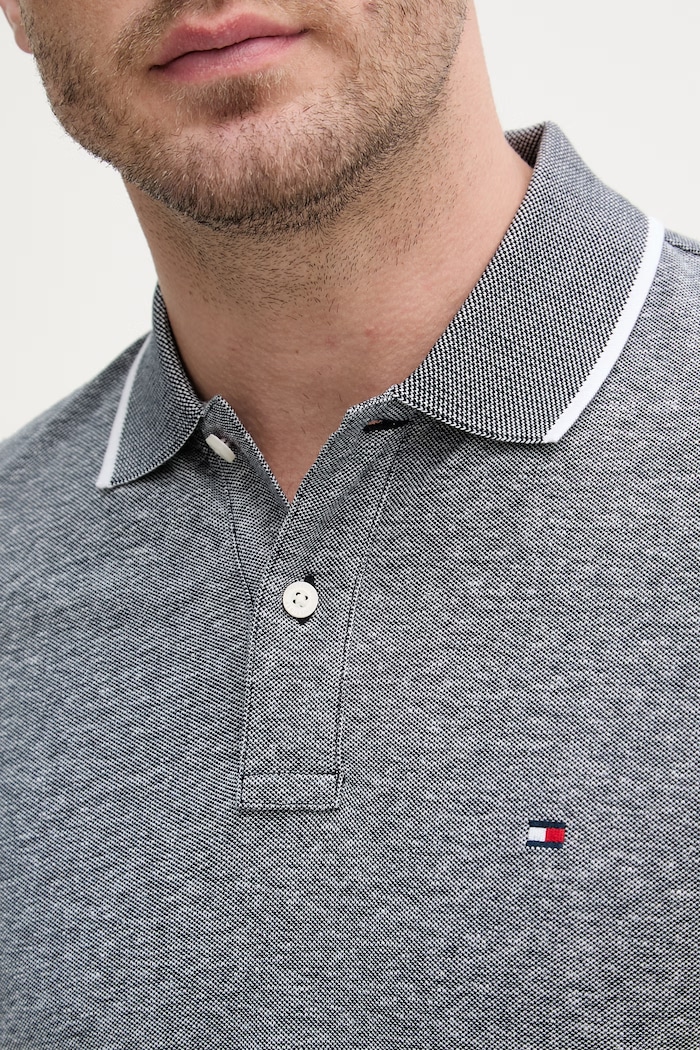 Tommy Hilfiger polo bărbătesc cu amestec de in MW0MW33140 negru