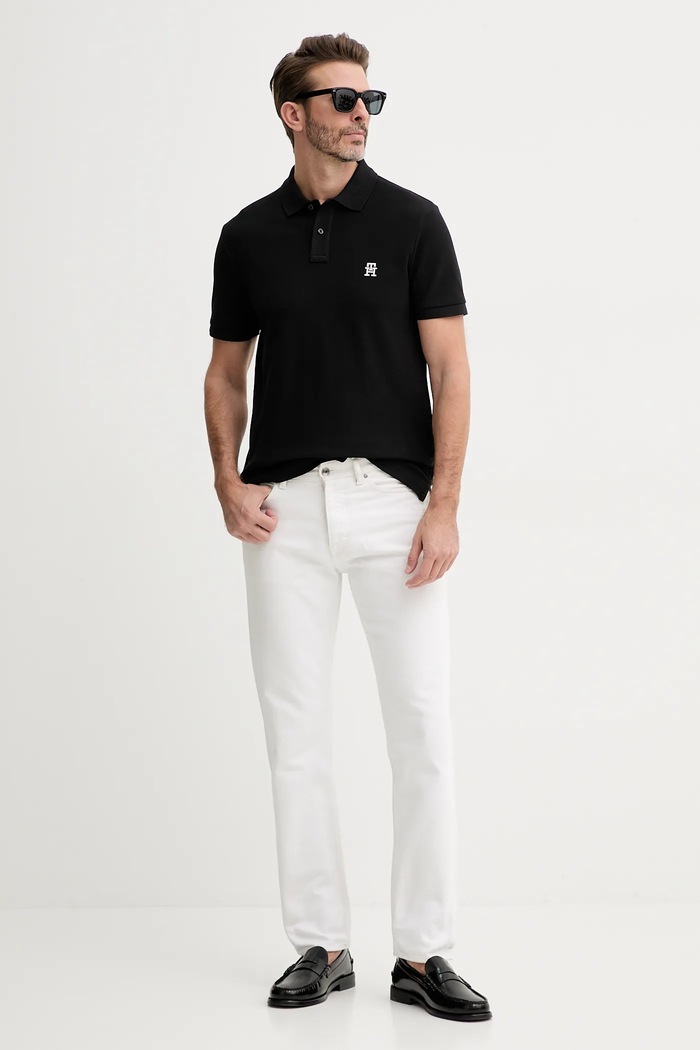 Pamučna polo majica Tommy Hilfiger MW0MW33167 crna AW25