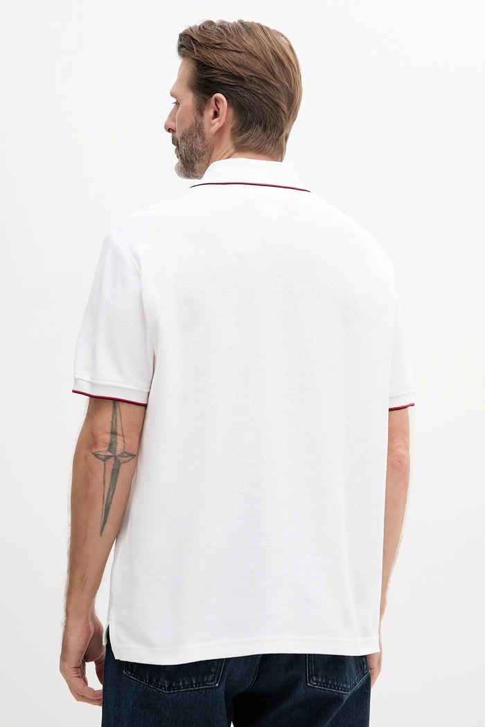 Βαμβακερό μπλουζάκι πόλο Tommy Hilfiger MW0MW38457 λευκό SS25