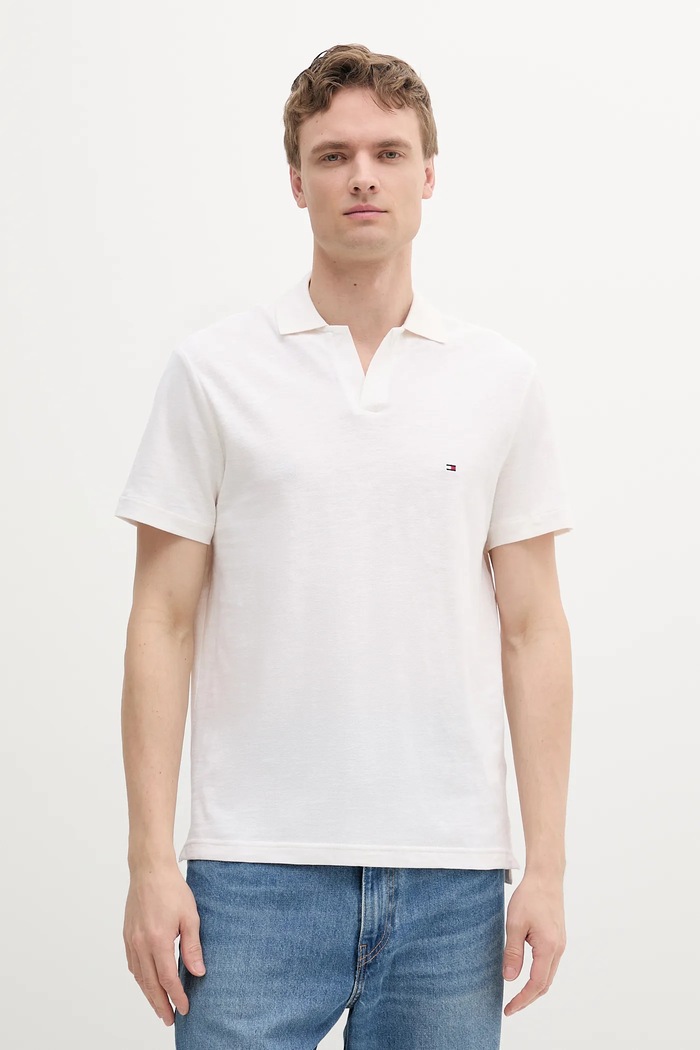 Tommy Hilfiger polo masculin din bumbac regular bej MW0MW38482