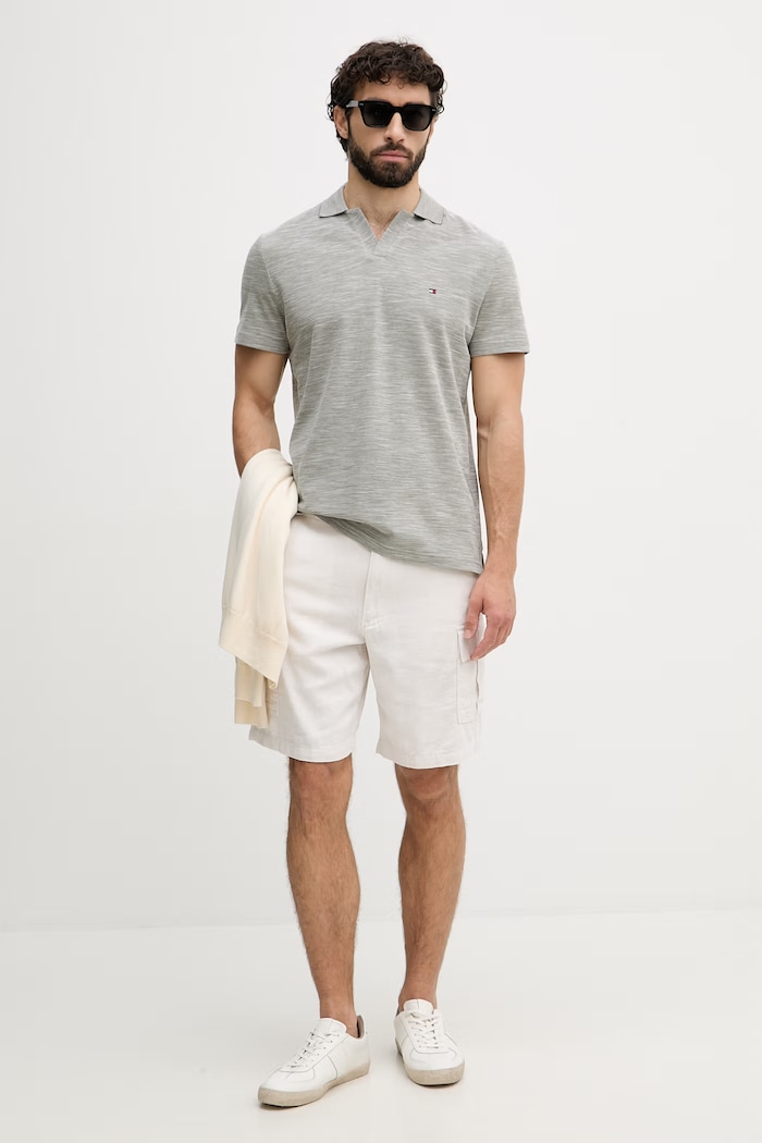 Tommy Hilfiger polo bărbătesc din bumbac MW0MW38482 verde SS26