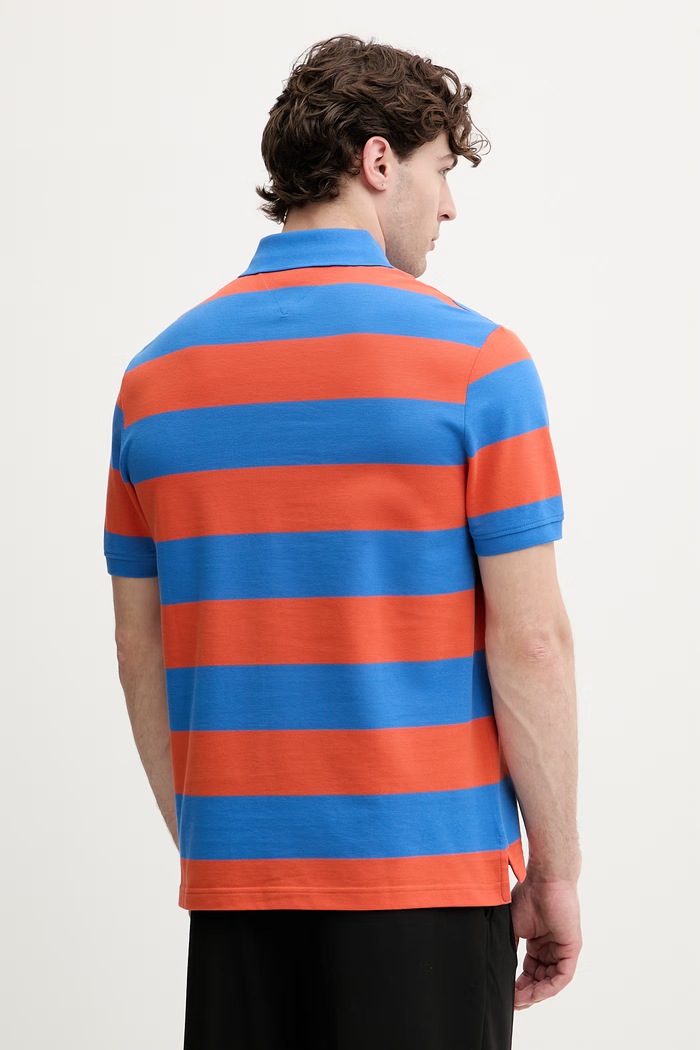 Odzież Tommy Hilfiger polo męskie bawełniane z elastanem MW0MW39045 pomarańczowy
