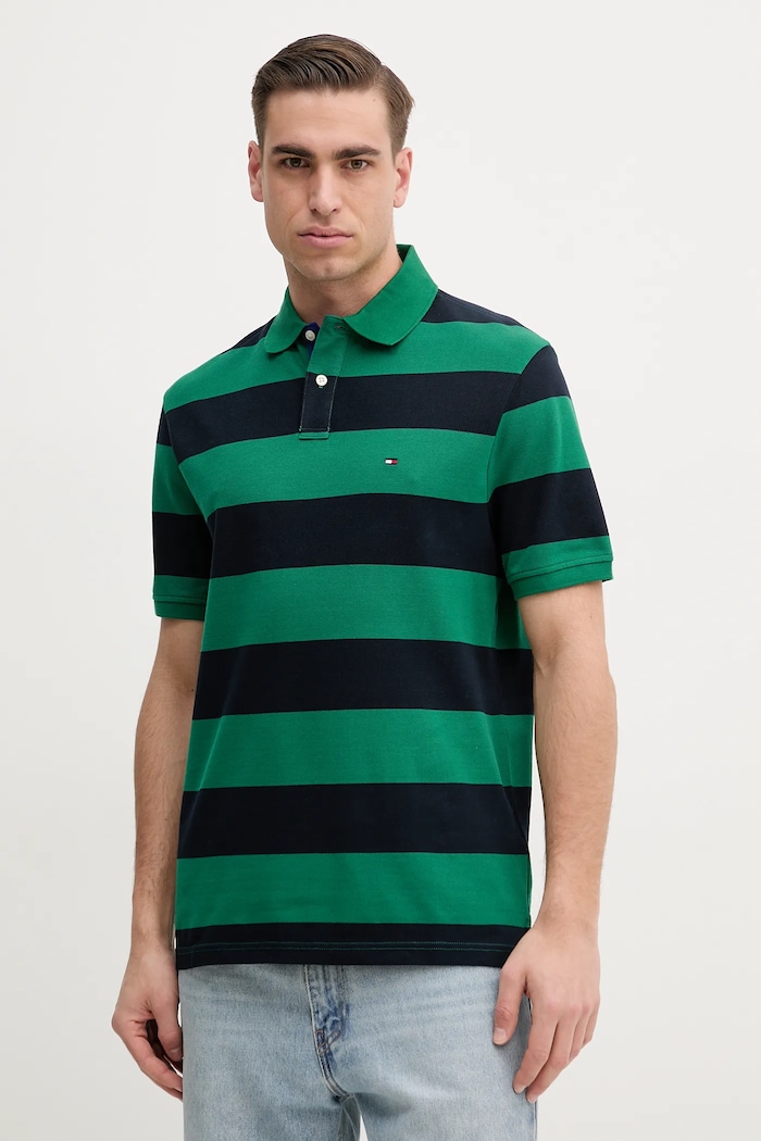 Tommy Hilfiger polo bărbătesc din bumbac cu elastan regular verde MW0MW39045