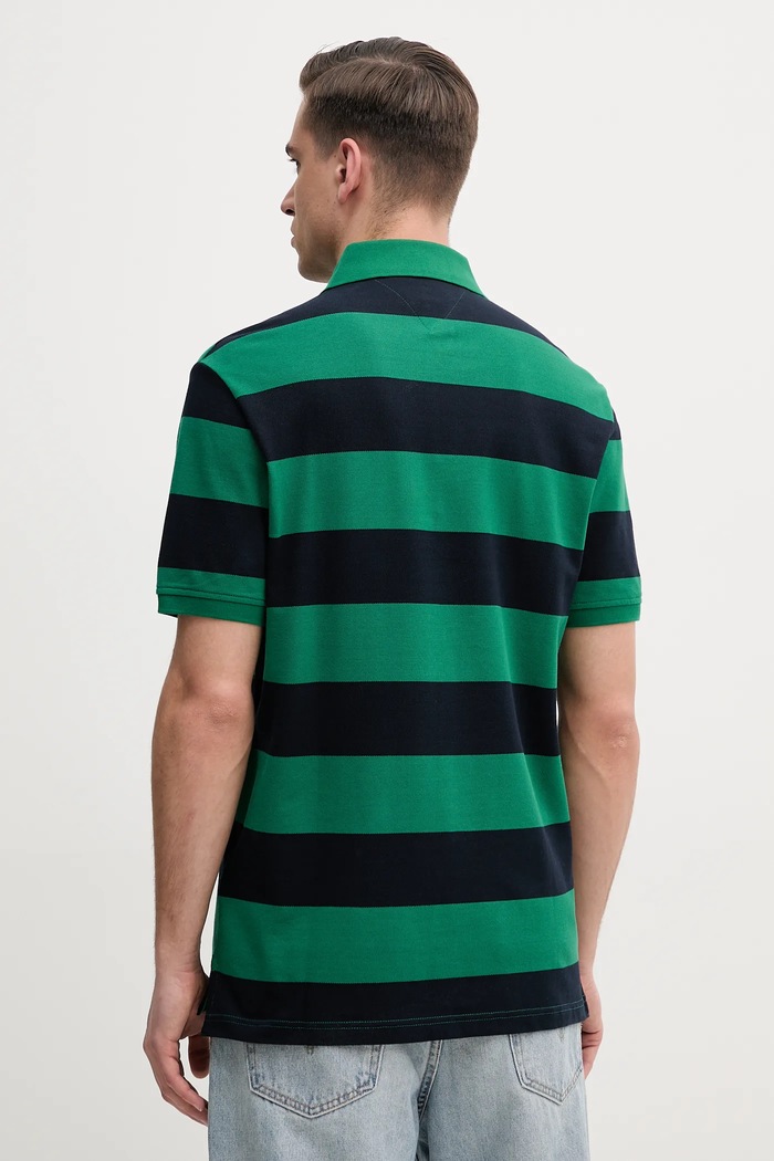 Tommy Hilfiger polo bărbătesc din bumbac cu elastan MW0MW39045 verde SS26