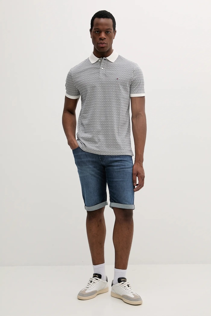 Памучна тениска с яка Tommy Hilfiger MW0MW39234 тъмносин SS25