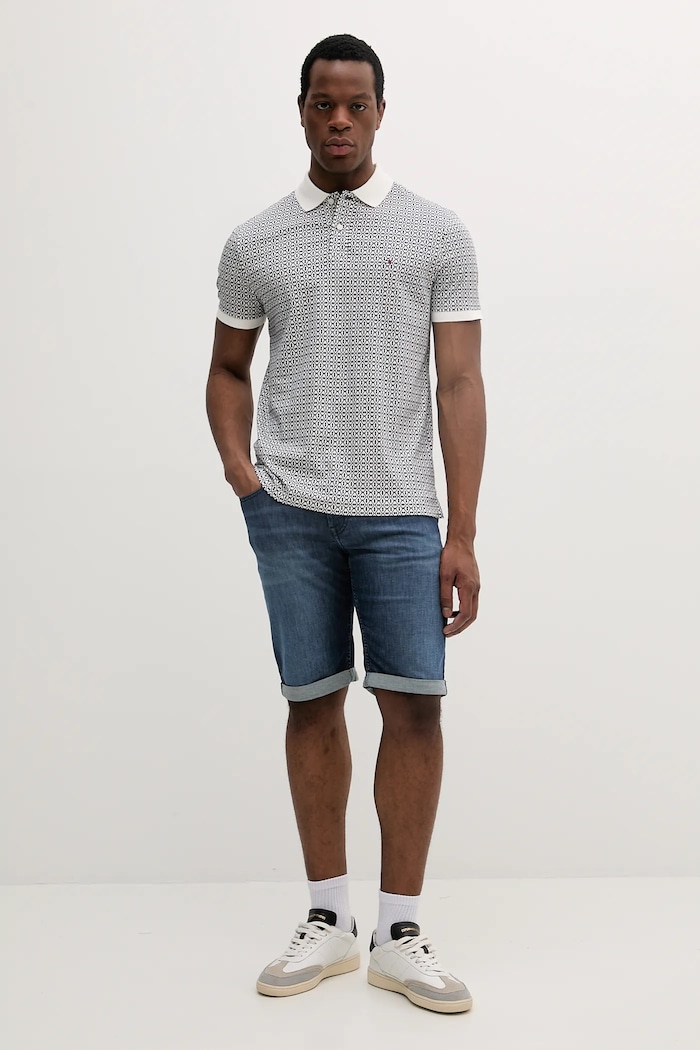 Памучна тениска с яка Tommy Hilfiger MW0MW39234 тъмносин SS25