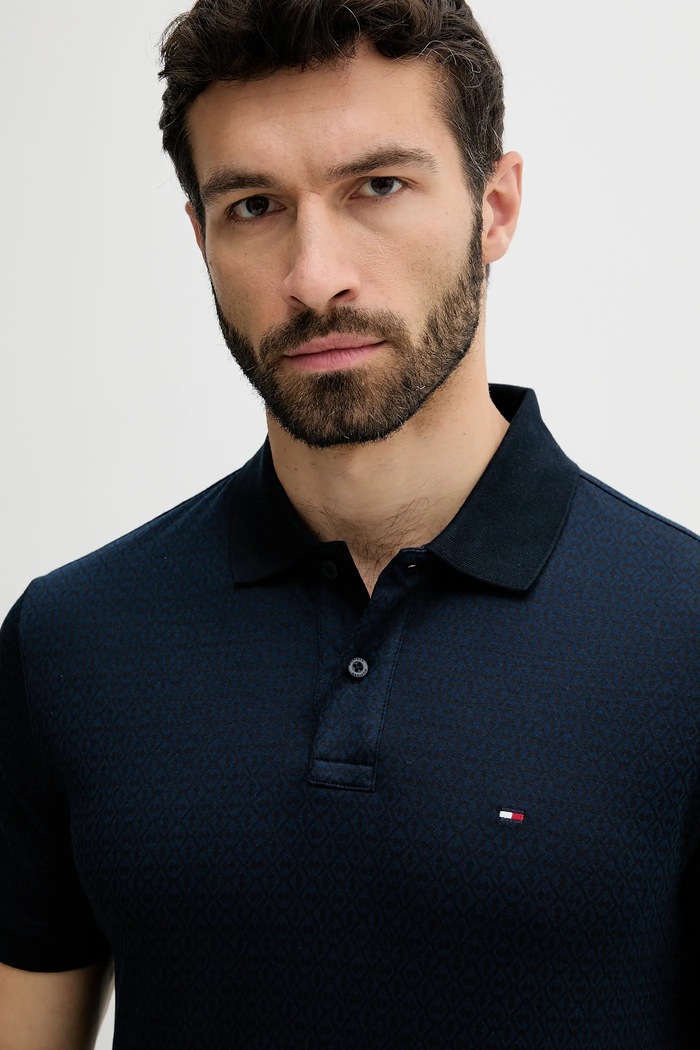 Дрехи Памучна тениска с яка Tommy Hilfiger MW0MW39234 тъмносин