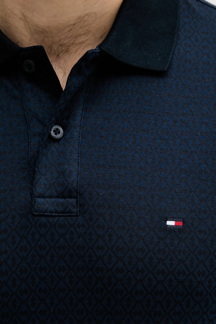 Памучна тениска с яка Tommy Hilfiger тъмносин MW0MW39234