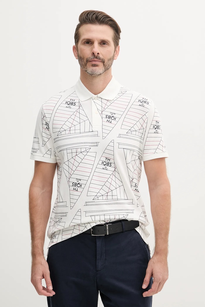 Tommy Hilfiger polo bawełniane wzorzyste biały MW0MW39309