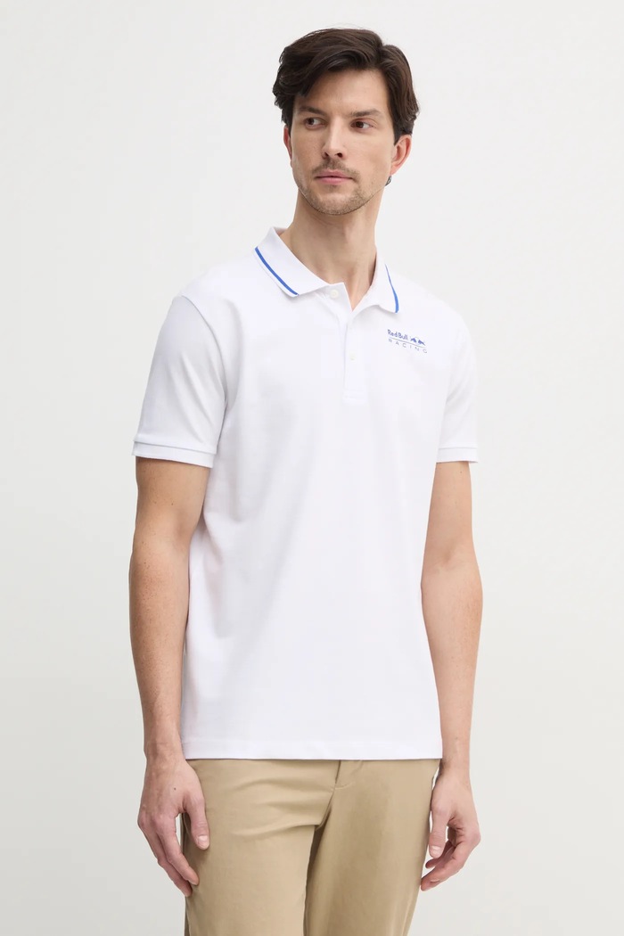 Red Bull Racing x Pepe Jeans polo TIPPED LOGO POLO z elastanem biały RM540013