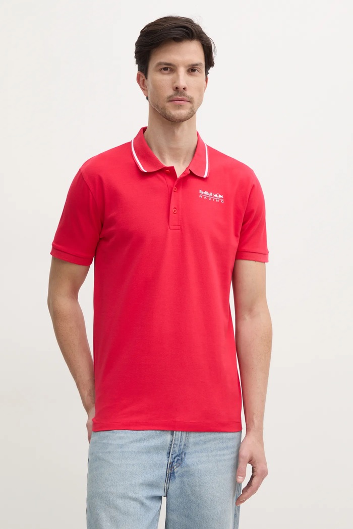 Red Bull Racing x Pepe Jeans polo TIPPED LOGO POLO z elastanem czerwony RM540013