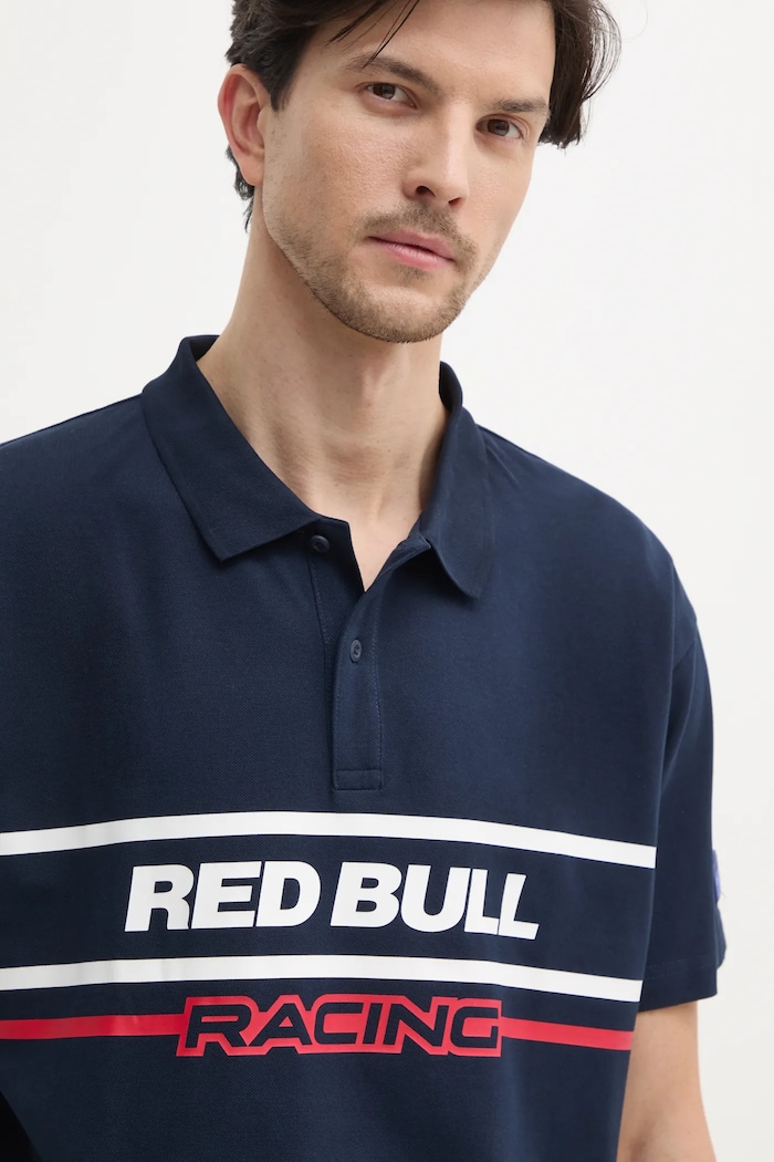 Pamučna polo majica Red Bull Racing x Pepe Jeans MOTO PANEL POLO mornarsko plava RM540017