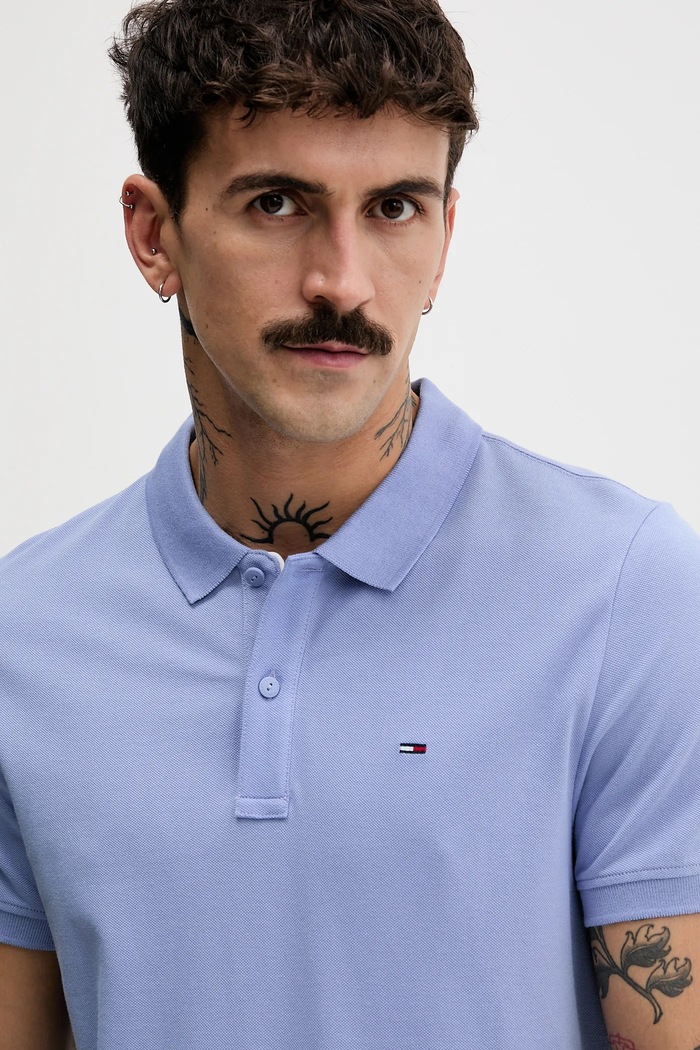 Tommy Jeans polo bărbătesc din bumbac albastru DM0DM20676