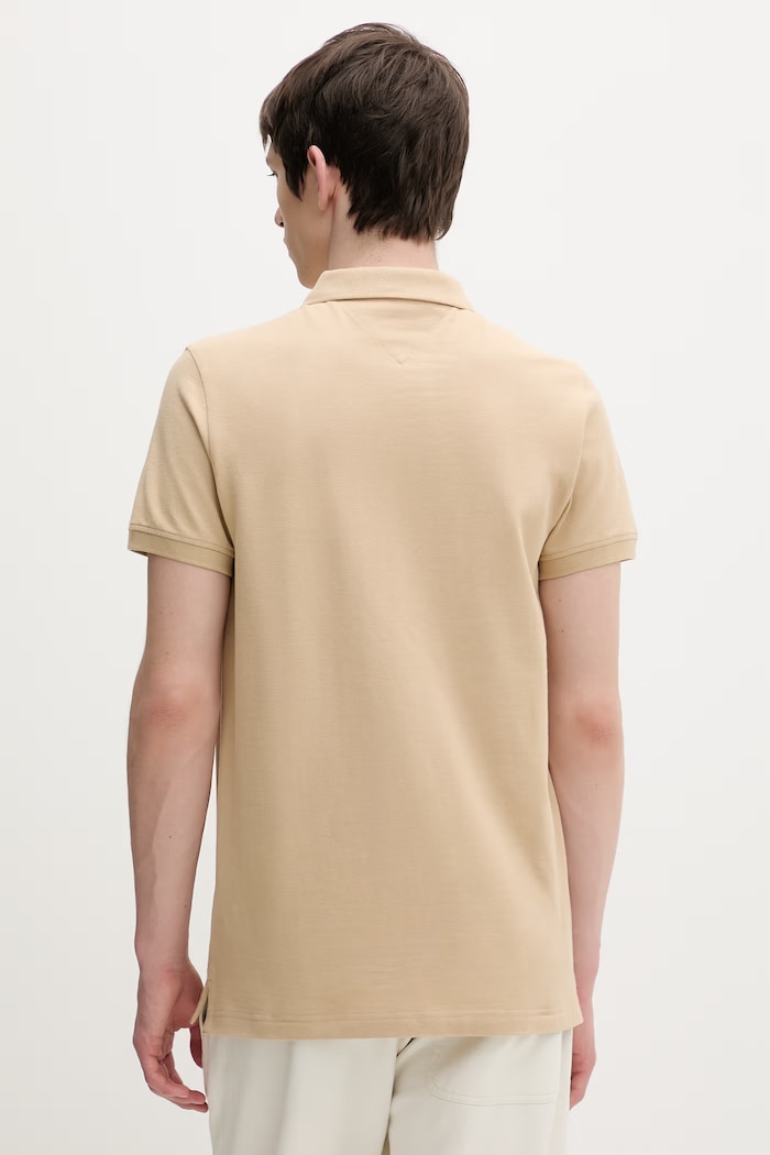 Oblečenie Tommy Jeans polo tričko pánske bavlnené DM0DM20676 béžová