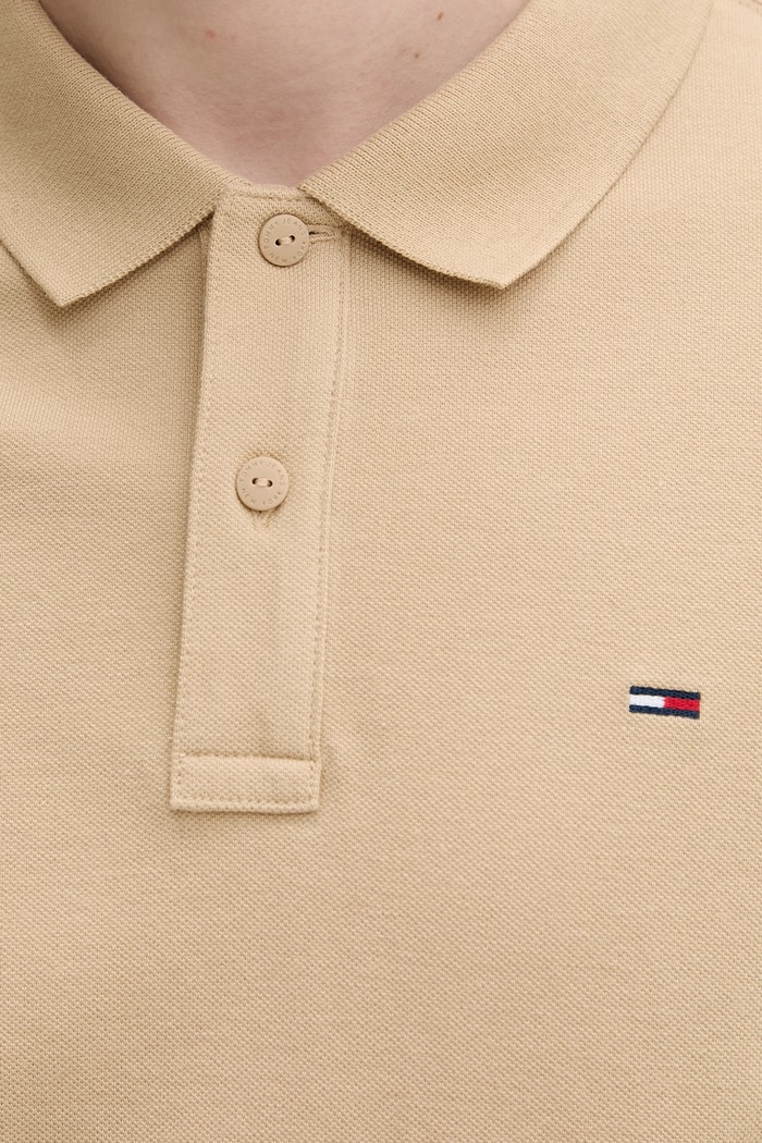 Tommy Jeans polo tričko pánske bavlnené DM0DM20676 béžová