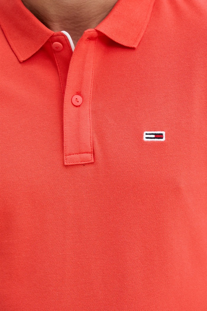 Tommy Jeans polo bărbați din bumbac DM0DM20676 portocaliu