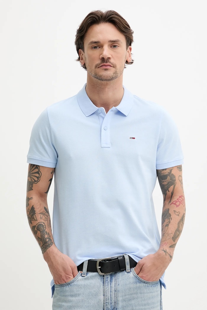 Tommy Jeans polo męskie bawełniane bawełna niebieski DM0DM20676