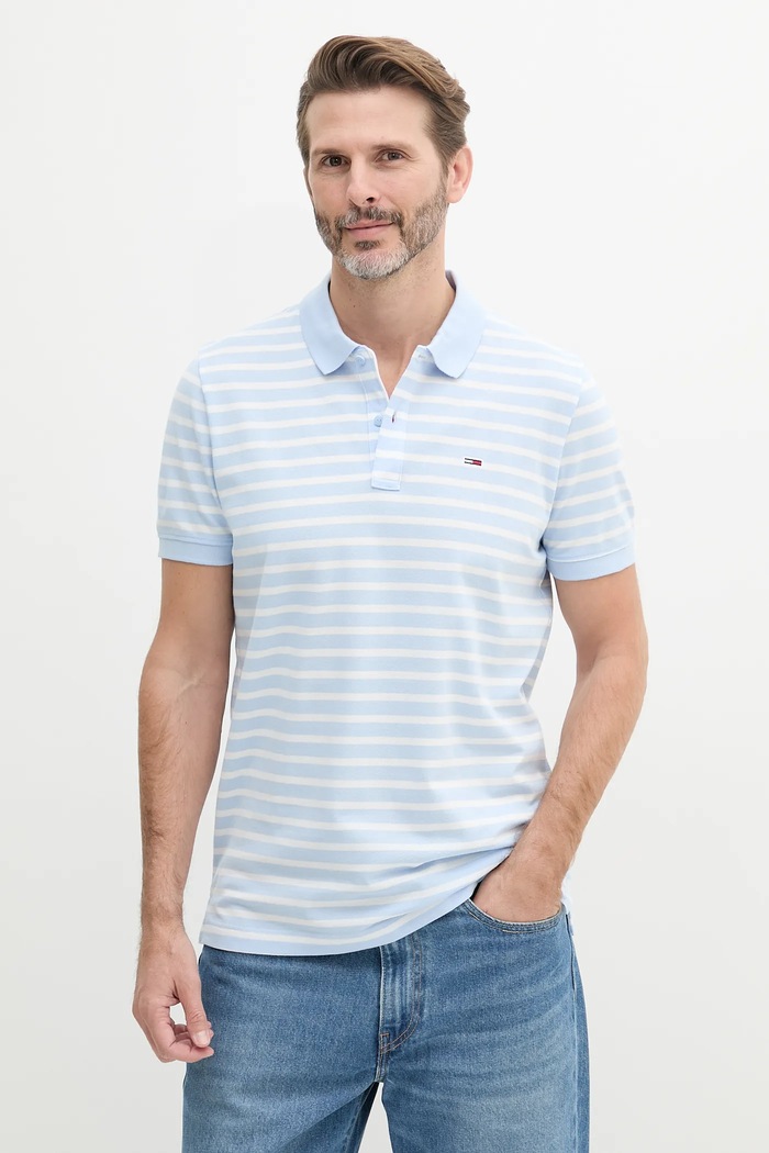 Tommy Jeans polo męskie bawełniane bawełna niebieski DM0DM20676