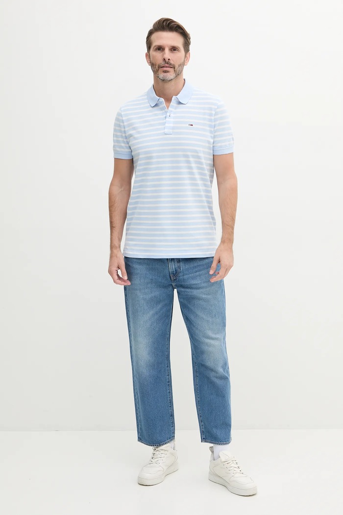 Tommy Jeans polo męskie bawełniane DM0DM20676 niebieski SS26