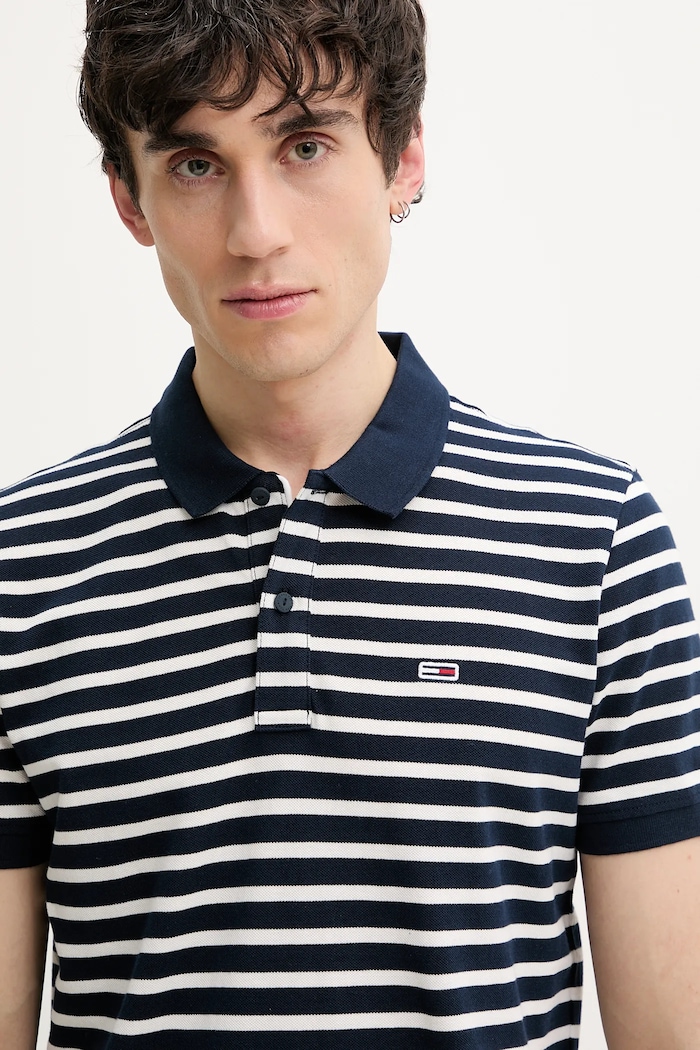 Tommy Jeans polo da uomo in cotone blu navy DM0DM20676