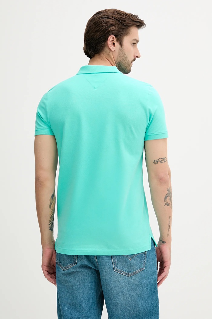 Odzież Tommy Jeans Polo męskie bawełniane DM0DM20676 turkusowy