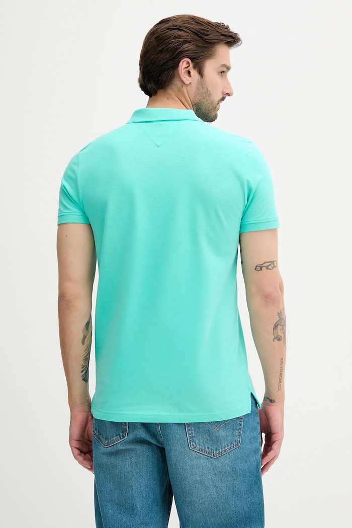 Odzież Tommy Jeans Polo męskie bawełniane DM0DM20676 turkusowy