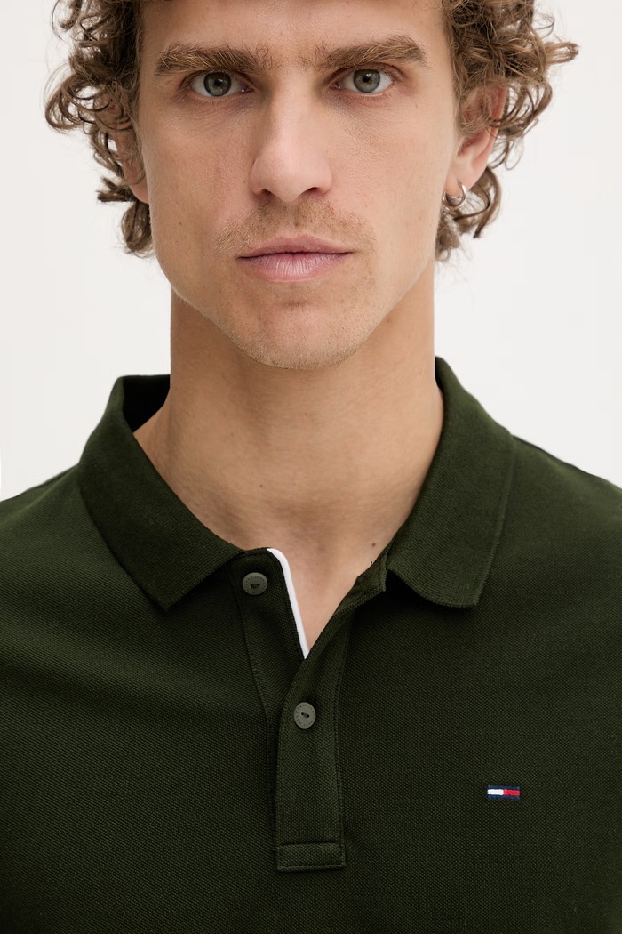 Tommy Jeans polo bărbătesc din bumbac verde DM0DM20676
