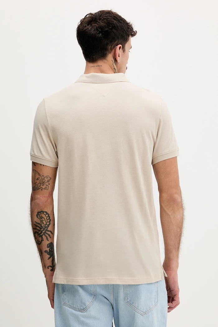 Oblečenie Tommy Jeans polo tričko pánske bavlnené DM0DM20676 béžová