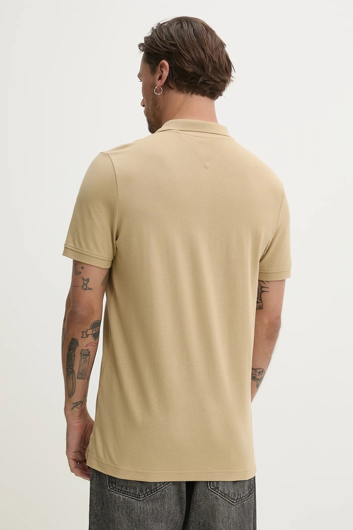 Odjeća Tommy Jeans polo za muškarce od pamuka DM0DM20676 bež