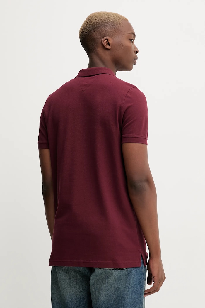 Oblečenie Tommy Jeans polo tričko pánske bavlnené DM0DM20676 burgundské