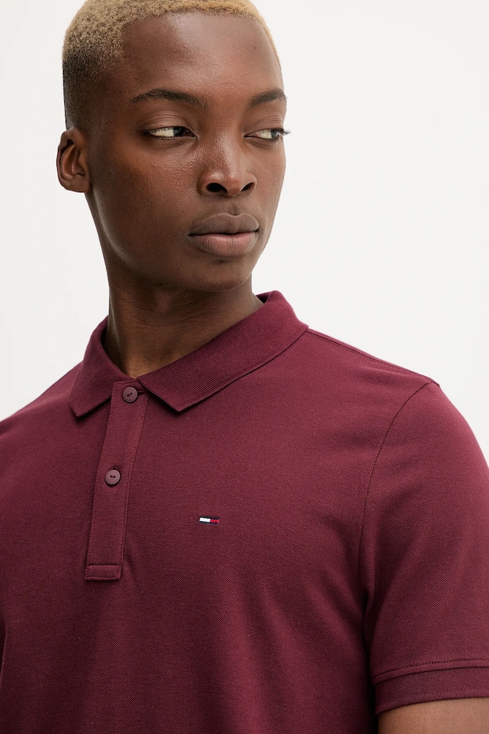 Tommy Jeans polo tričko pánske bavlnené burgundské DM0DM20676