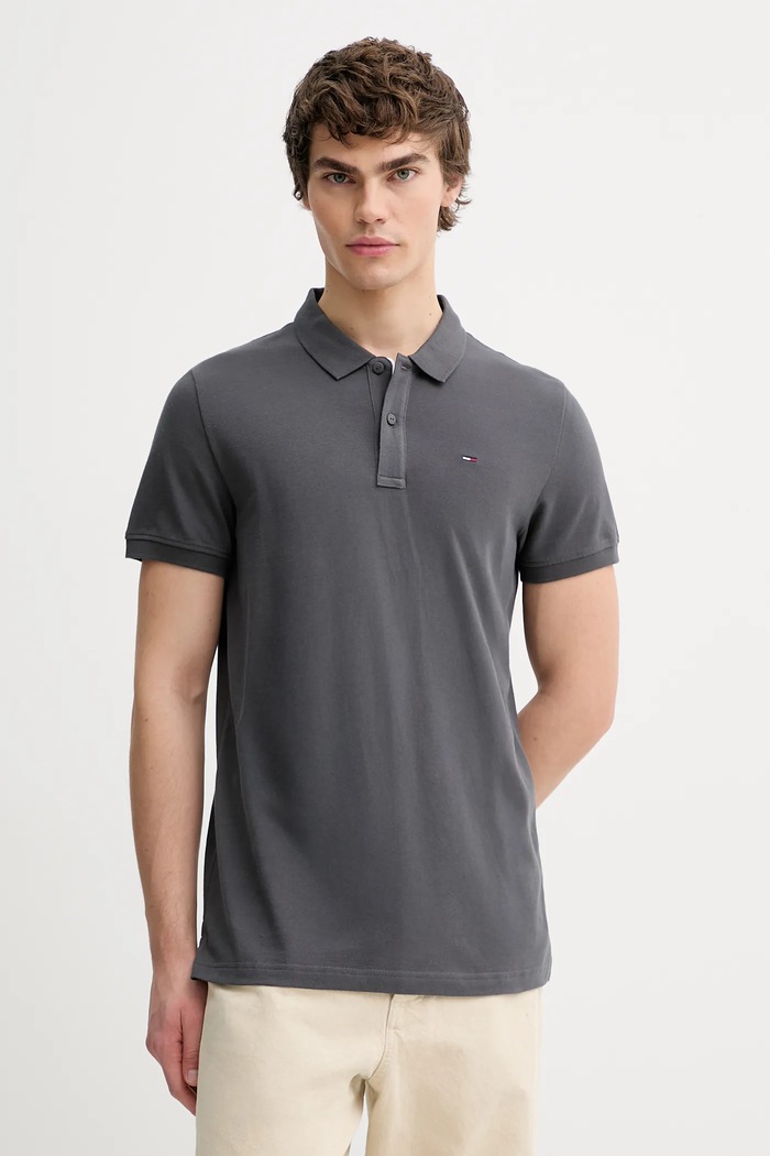 Tommy Jeans polo majica moška bombažna siva DM0DM20676
