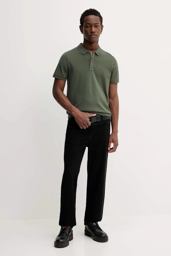 Tommy Jeans polo tričko pánske bavlnené DM0DM20676 zelená SS26
