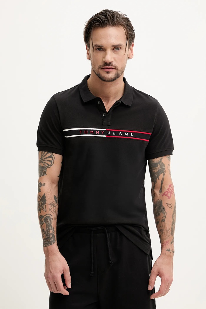 Tommy Jeans Polo bawełniane czarny DM0DM20916