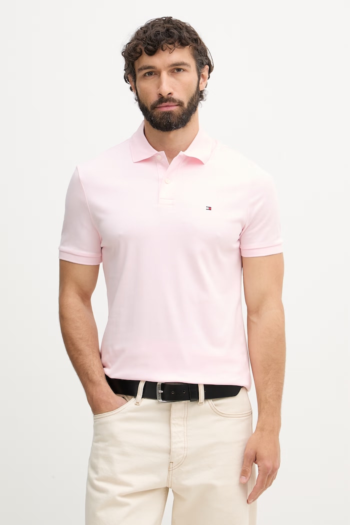 Tommy Hilfiger polo bărbătesc de bumbac roz MW0MW39994
