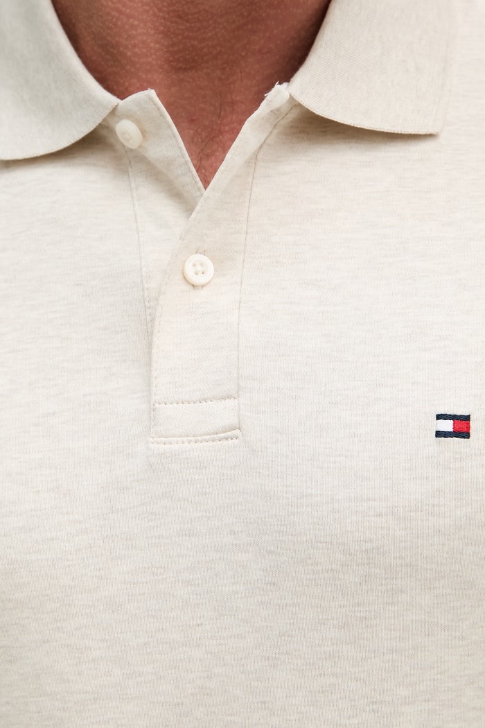 Tommy Hilfiger πόλο ανδρικό βαμβακερό MW0MW39994 μπεζ
